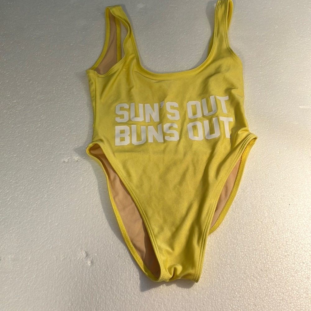 Private Party yellow one piece bathing suit S/M